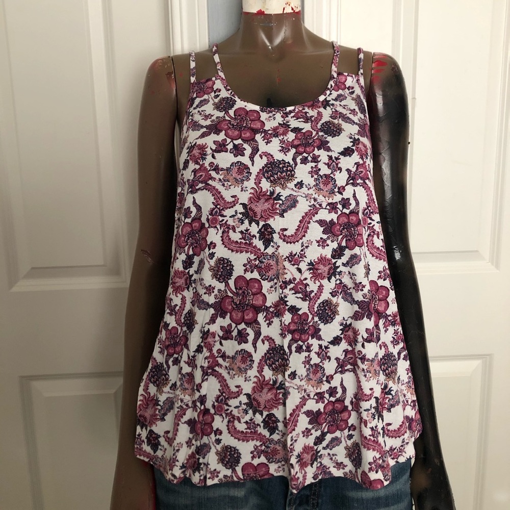 white tank with pink and purple flowers 🌸